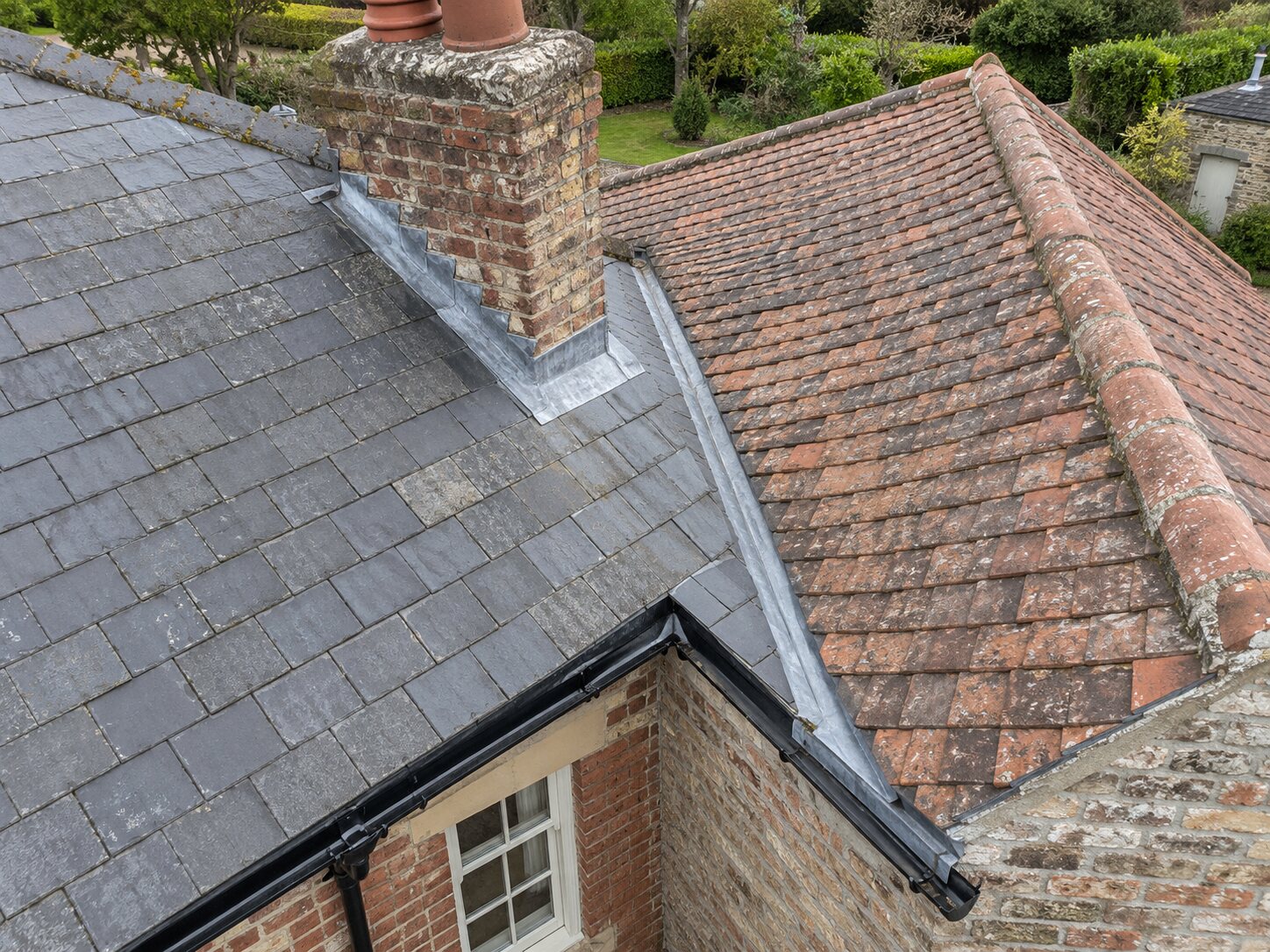 Detailed aerial roof inspection image